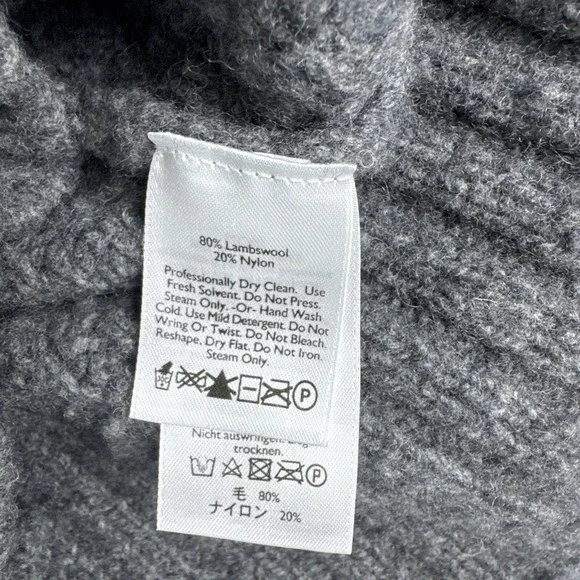 Eddie Bauer Women's Small Cardigan Sweater Lambswool Gray Button Collar Cottage - Picture 5 of 5